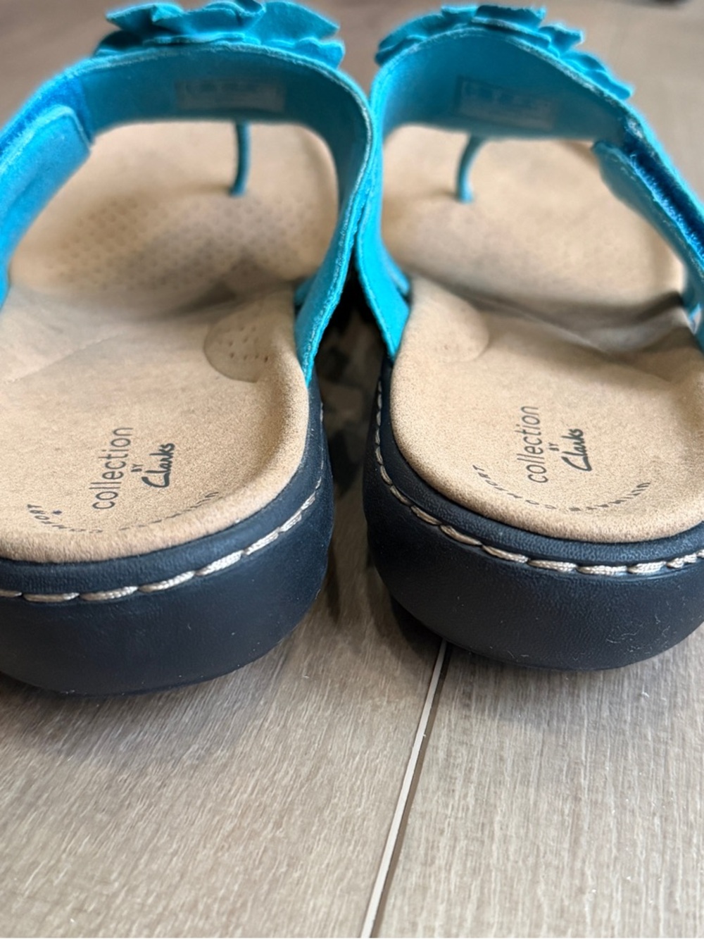 Clarks Laurieann Gema Women’s US 8 Turquoise Leather Adjustable Flat Sandals - Picture 10 of 15